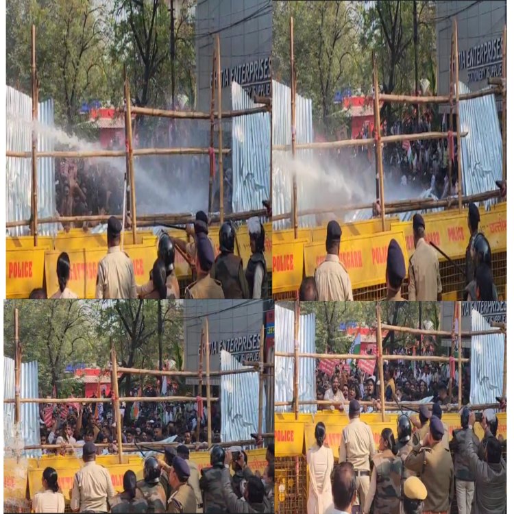 जिला कांग्रेस कमेटी द्वारा कलेक्टर कार्यालय घेराव करने पहुं